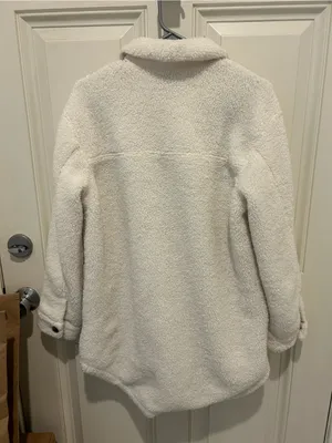 Old Navy Cream Teddy Shacket with Front Pockets thumbnail 5