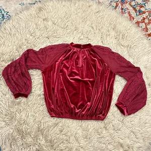 Free people velvet and lace blouse XS thumbnail 4