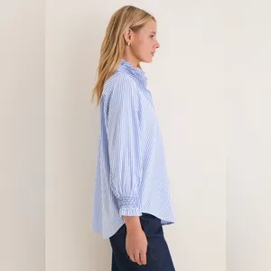Tuckernuck Blue and White Stripe Teagan Popover Ruffle Top New Size Small thumbnail 3