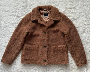 Abercrombie And Fitch Brown Sherpa Button Up Coat Size L thumbnail 2