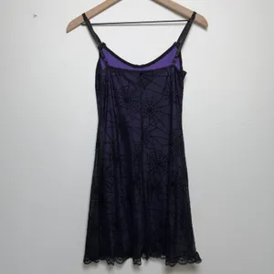 Women‎ Fairy Grunge Whimsigoth Babydoll Slip Dress Purple Black Spiderweb Goth thumbnail 9