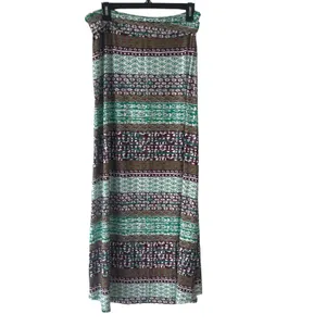 Cato Women's Size Medium Green Purple Tribal Printed Maxi Skirt‎ Coastal Cowgirl thumbnail 4