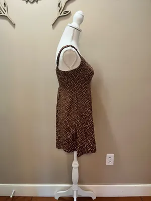 Old Navy Brown Polka Dot A Line Mini Dress Size XS thumbnail 3