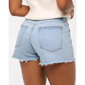 Abercrombie & Fitch Curve Love High Rise Mom Shorts Light Wash Distressed thumbnail 2