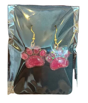 Cat Paws‎ Dangle Earrings Pink thumbnail 1