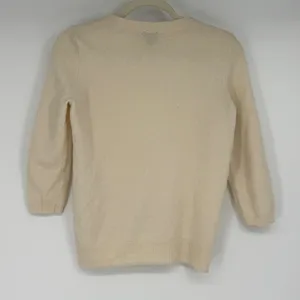 Talbots Pure‎ Cashmere Sweater Cream Ivory Crew Neck 3/4 Sleeve Womens Medium thumbnail 2