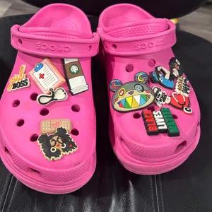 CROCS women’s Pink Slippers with Fun Charms thumbnail 2