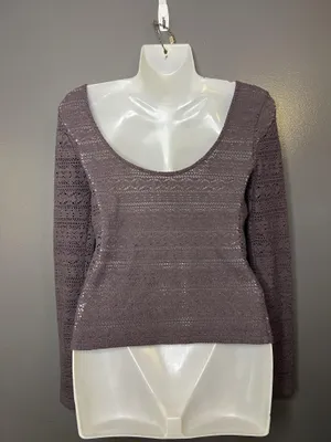 American Eagle Outfitters Sweater Womens Small Purple Open Knit Long Sleeve thumbnail 5