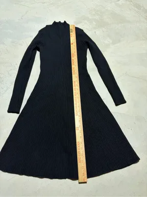 J. Crew NWT Black Ribbed Long Sleeve Dress MSRP$128 XS thumbnail 2