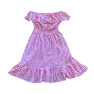 Lilly Pulitzer Tube Dress Medium Pink Ruffle Smocked Polka Dot‎ Strapless Cotton thumbnail 3