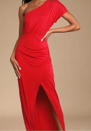 Lulu’s Take Me Out one shoulder knit elegant maxi dress thumbnail 1