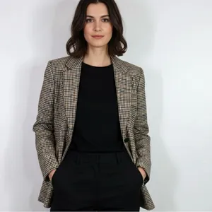 H&M Blazer Jacket Houndstooth Brown Fitted 1 Button Academia Small Fall $49 thumbnail 2