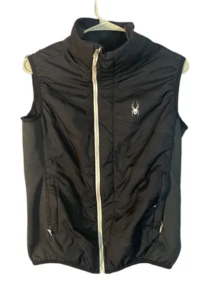Spyder Black Sleeveless Full Zip Front Mock Neck Casual Vest Women Sz M thumbnail 1