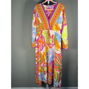 Emma & Michele XL Tropical Floral Boho Resort Maxi Dress Bell Sleeve‎ thumbnail 2