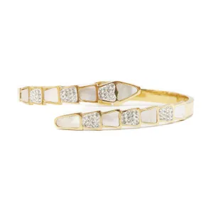 Mother of Pearl CZ Snake Bracelet Bangle thumbnail 5