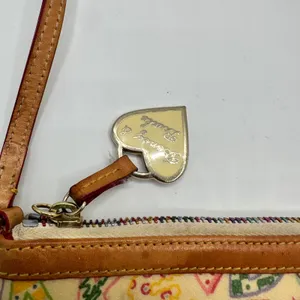Dooney & Bourke Doodle It Y2K Multi Color Heart Zipper Pull Cream Tan thumbnail 2