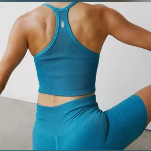 Free‎ people Movement Happiness Runs Lurex Crop Tank Off Tropic XS/S thumbnail 3