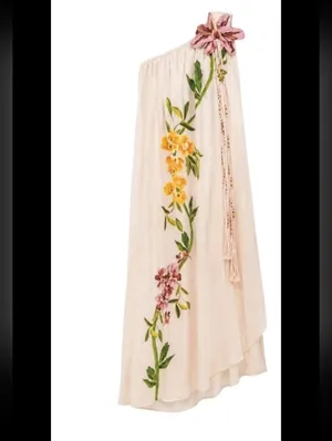 NWT Farm Rio pink garden terrace 3d one-shoulder maxi dress Size Small thumbnail 9