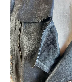 Vintage Boutique Europa Black Leather Motorcycle Jacket Size XL X-Large thumbnail 7