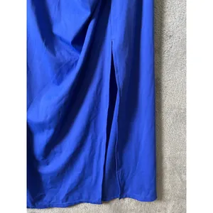 Halara SoftlyZero Airy Ruched Bodycon Midi‎ Dress Aster Blue Cool Touch Slit New thumbnail 5