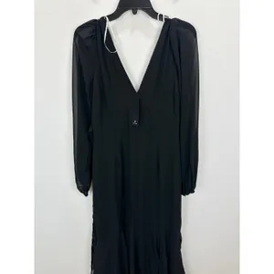 Lulus Tier Elegance Black Long Sleeve Tiered Maxi Dress Chiffon Formal M NWT thumbnail 6