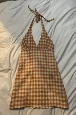 ZARA halter top gingham dress thumbnail 1