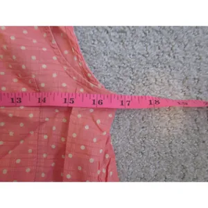Madewell Sleeveless Button Down‎ Shirt Small Coral Polka Dot Peter Pan Collar thumbnail 5