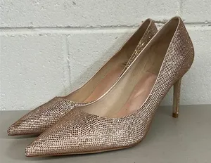 Jeffrey Campbell sz10 pink pointed toe rhinestone jewel heels shoes wedding prom thumbnail 1