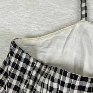 Reformation Black White Gingham Smocked Peplum Cami Top Spaghetti Strap M thumbnail 6