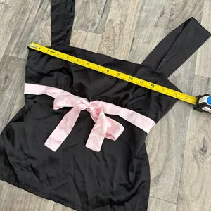 Princess Polly Coquette black and pink satin bow top thumbnail 3