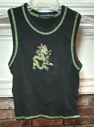 Brandy Melville Connor Dragon Embroidered Crop Tank Top thumbnail 1