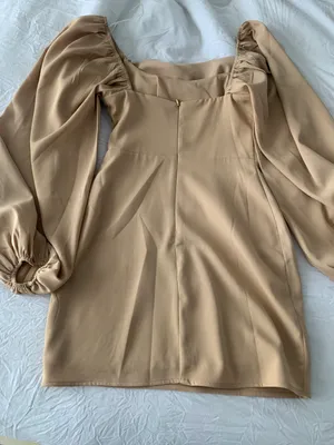 Princess Polly Lillie Long Sleeve Mini Dress Beige thumbnail 3