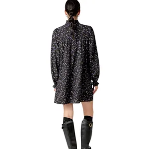 English Factory Floral Button Detail Mini Dress Black Size S thumbnail 3