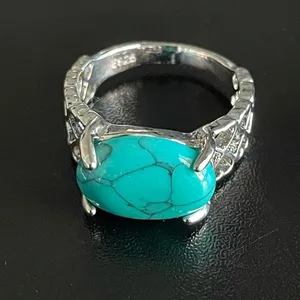 Turquoise stone S925 sterling silver ring size 7 thumbnail 1