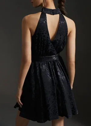 Black Satin Halter Dress thumbnail 3