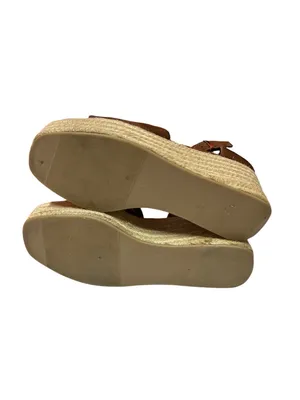 JustFab Weekend Days brown suede espadrille platform wedge sandals. Size 8 thumbnail 8