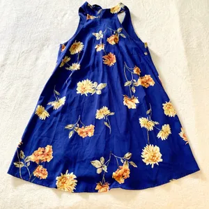 Lulus Floral Halter Shift Dress Womens Size S Blue Yellow Mini‎ Summer DD2546 thumbnail 1