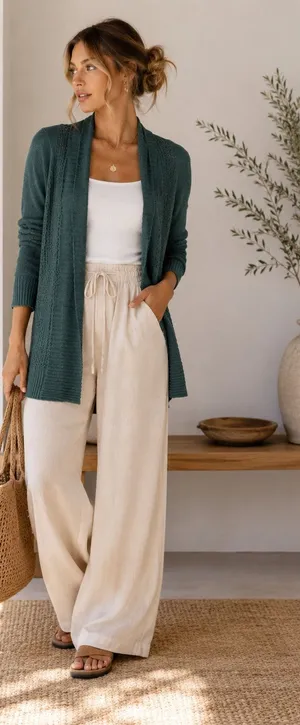 Moth Anthropologie Green Open Front Knit Cardigan Sweater XS Duster Long Line thumbnail 1