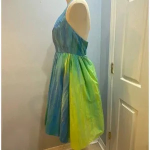 Vintage‎ Handmade Halter Dress Blue Green Watercolor Fit and Flare Fairy Dress 4 thumbnail 11