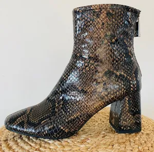 Zara Brown and Black Snakeskin Ankle Boots thumbnail 1