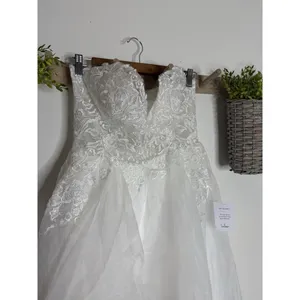 Lulus Mine, All Mine White Embroidered Organza Strapless A-Line Gown Size Medium thumbnail 12