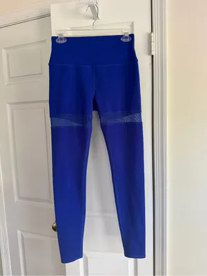 Alo Yoga Vintage Cobalt Blue Mesh Panel High Waist Leggings Size Medium thumbnail 3