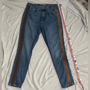 7 For All Mankind Luxe Vintage High Waist Ankle Skinny Jeans Gold Metallic Side thumbnail 6
