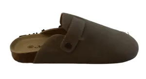 NIB Women's Tan Suede Clogs with a classic stylish look & vintage buckle design thumbnail 6