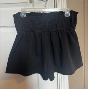 The pants store posh short cottonish Black Smocked Waistband Shorts thumbnail 2