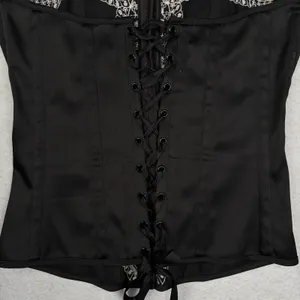 VTG Charlotte Russe Corset Top Women's L Black Embroidered Witch Whimsygoth Y2K thumbnail 9