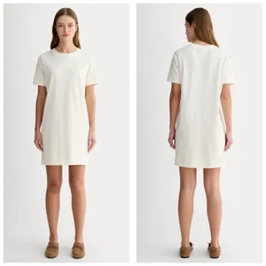 Everlane The Organic Cotton Weekend Tee Dress Size Medium Cream Lightweight thumbnail 2