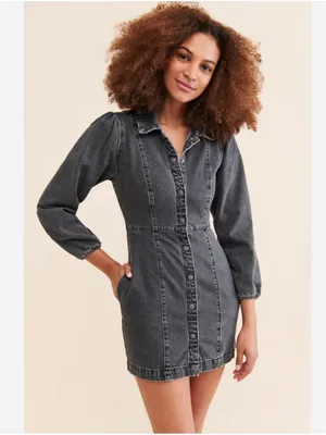 Free People Black Mia Denim Mini Dress Small thumbnail 4