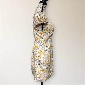 ASTR The‎ Label Yellow Floral Puff Sleeve Mini Dress S Homecoming Cottagecore thumbnail 7