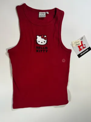 Hello Kitty x Aeropostale Red Embroidered Ribbed Tank Top Size Small thumbnail 1
